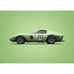 Umělecký tisk Ferrari 250 GTO - Green - 24h Le Mans - 1962, Automobilist, 70 × 50 cm