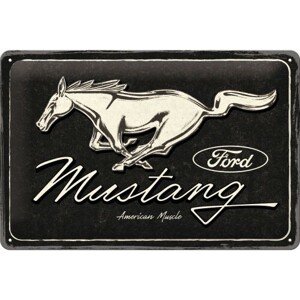 Plechová cedule Ford - Mustang - Logo Black, 30 × 20 cm