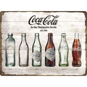 Plechová cedule Coca-Cola - Bottle Evolution, 40 × 30 cm
