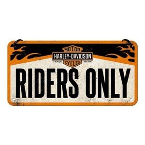 Plechová cedule Harley-Davidson - Riders Only, 20 × 10 cm