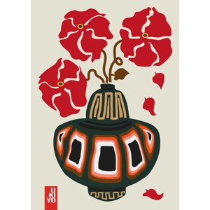 Ilustrace Ukiyo Vase Flower Greige, Frances Collett, 30 × 40 cm
