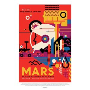 Obrazová reprodukce Mars (Retro Planet & Moon Poster) - Space Series (NASA), 26.7 × 40 cm