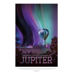 Obrazová reprodukce Jupiter (Retro Planet & Moon Poster) - Space Series (NASA), 26.7 × 40 cm