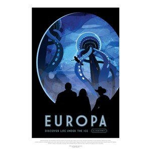 Obrazová reprodukce Europa (Retro Planet & Moon Poster) - Space Series (NASA), 26.7 × 40 cm
