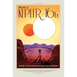 Obrazová reprodukce Kepler16b (Planet & Moon Poster) - Space Series (NASA), 26.7 × 40 cm