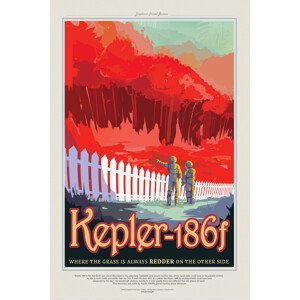 Obrazová reprodukce Kepler186f (Planet & Moon Poster) - Space Series (NASA), 26.7 × 40 cm