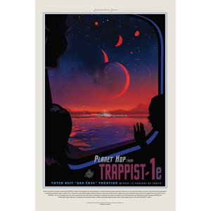 Obrazová reprodukce Trappist 1E (Planet & Moon Poster) - Space Series (NASA), 26.7 × 40 cm