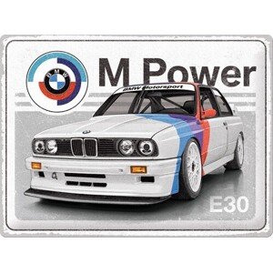Plechová cedule BMW - E30 M Power, 40 × 30 cm