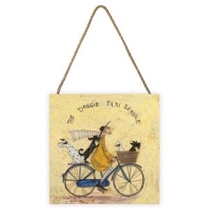 Dřevěný obraz Sam Toft - The Doggie Taxi Service, 20 × 20 cm