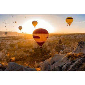 Fotografie Hot Air Balloons at Love Valley in Cappadocia, 1001slide, 40 × 26.7 cm
