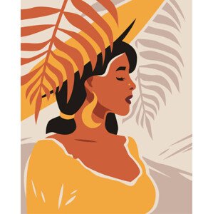 Ilustrace Summer African woman retro tropical background paint hand drawn contemporary art poster vector flat illustration, ProVectors, 30 × 40 cm