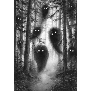 Ilustrace Hand drawn foggy forest with spirits, Val_Iva, 26.7 × 40 cm