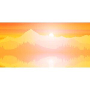Ilustrace Picturesque reflection of mountains in the, Valerii Molodavkin, 40 × 20 cm