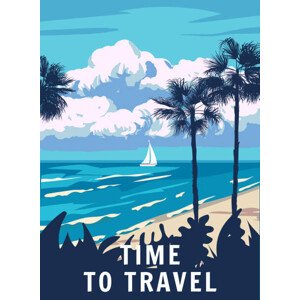 Ilustrace Time To Travel Retro Poster. Tropical, VectorUp, 30 × 40 cm