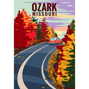 Ilustrace Ozark Missouri travel vintage poster, autumn, VectorUp, 26.7 × 40 cm