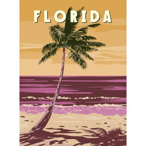 Ilustrace Florida Beach Retro Poster. Palm on, VectorUp, 30 × 40 cm