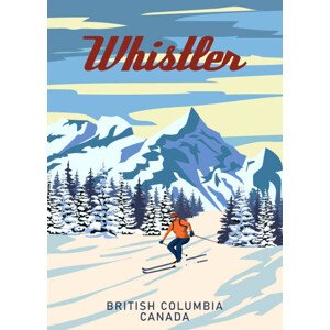 Ilustrace Whistler Travel Ski resort poster vintage., VectorUp, 30 × 40 cm