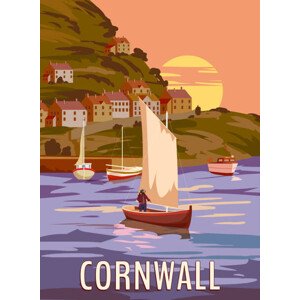 Ilustrace Travel Poster Cornwall, Vintage, South West, VectorUp, 30 × 40 cm