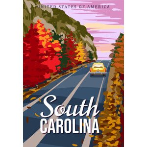 Ilustrace South Carolina travel vintage poster, autumn, VectorUp, 26.7 × 40 cm
