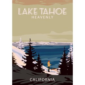 Ilustrace Ski Travel resort poster vintage Lake, VectorUp, 30 × 40 cm