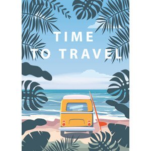 Ilustrace Time to travel Summer holidays vacation, VectorUp, 30 × 40 cm