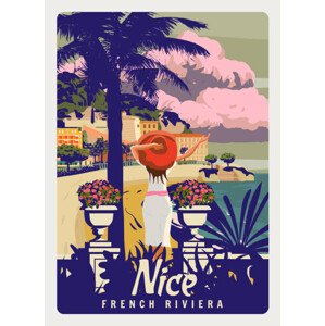 Ilustrace Nice French Riviera coast poster vintage., VectorUp, 30 × 40 cm
