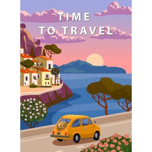 Ilustrace Time To Travel Italy, mediterranean romantic, VectorUp, 30 × 40 cm
