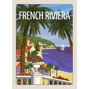 Ilustrace French Riviera Nice coast poster vintage., VectorUp, 30 × 40 cm