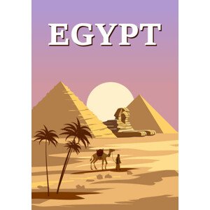 Ilustrace Ancient Sphinx, Egypt Pharaoh Pyramids Vintage, VectorUp, 26.7 × 40 cm