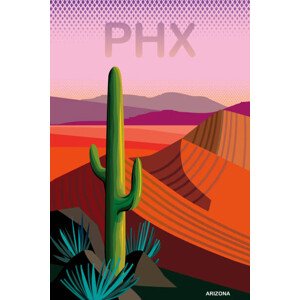 Ilustrace Phoenix Arizona Travel Poster, Charles Harker, 26.7 × 40 cm