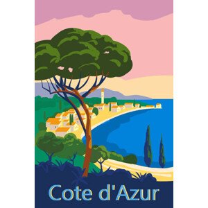 Ilustrace Cote d'Azur of France Travel poster, VectorUp, 26.7 × 40 cm