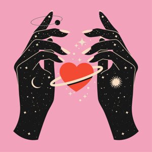 Ilustrace Mystical celestial woman hands with starry, dickcraft, 40 × 40 cm