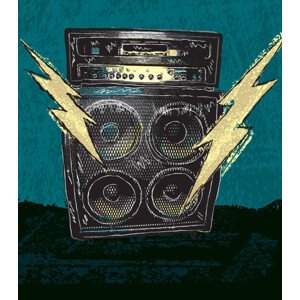 Ilustrace Retro drawing of guitar amplifier with, JDawnInk, 35.2 × 40 cm