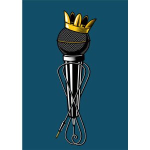 Ilustrace Microphone with kings crown., ne2pi, 30 × 40 cm