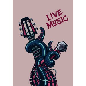 Ilustrace Octopus musician. Live music. Rock poster, ne2pi, 30 × 40 cm