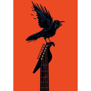 Ilustrace Raven with a guitar, ne2pi, 30 × 40 cm