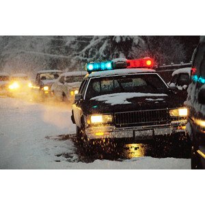 Fotografie Police Car at Winter Accident Scene, Doug Wilson, 40 × 26.7 cm