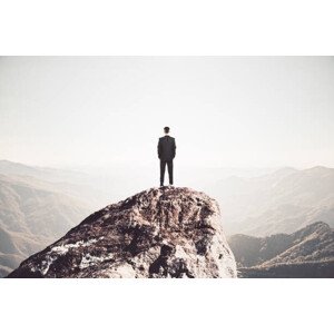 Fotografie Businessman standing on mountain, peshkov, 40 × 26.7 cm