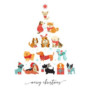 Ilustrace Collection of Christmas dogs, Merry Christmas, ma_rish, 30 × 40 cm