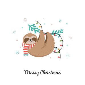 Ilustrace Cute sloth, funny Christmas illustrations with, ma_rish, 30 × 40 cm