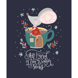 Ilustrace Christmas vector cartoon mouse in a flat style., trigubova, 33.3 × 40 cm