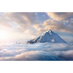 Ilustrace Snow-covered mountaintop above clouds, Chris Clor, 40 × 26.7 cm