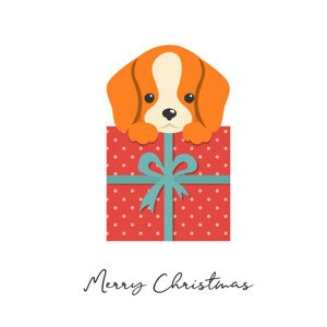 Ilustrace Merry Christmas puppy illustration, cute small, ma_rish, 40 × 40 cm