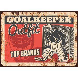Ilustrace Ice hockey outfit and equipment store banner, seamartini, 40 × 30 cm