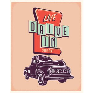 Ilustrace Retro Truck with Live Drive In, JDawnInk, 30 × 40 cm