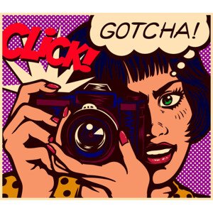 Ilustrace Pop art comics style paparazzi female, drante, 40 × 35.2 cm