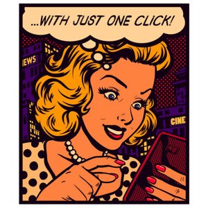 Ilustrace Pop art vintage comics style woman, drante, 34.2 × 40 cm