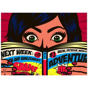 Ilustrace Pop art comics style excited girl, drante, 40 × 30 cm
