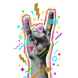 Ilustrace Rock'n'roll or Heavy Metal hand sign., S-E-R-G-O, 33.1 × 40 cm