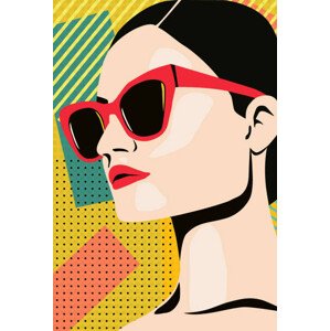 Ilustrace Pop art portrait of woman wearing sunglasses, LucidSurf, 26.7 × 40 cm
